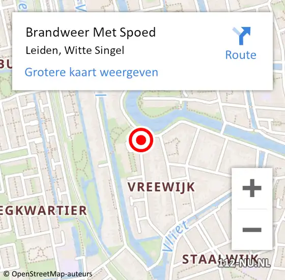 Locatie op kaart van de 112 melding: Brandweer Met Spoed Naar Leiden, Witte Singel op 26 juni 2024 18:26