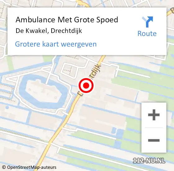 Locatie op kaart van de 112 melding: Ambulance Met Grote Spoed Naar De Kwakel, Drechtdijk op 26 juni 2024 18:27