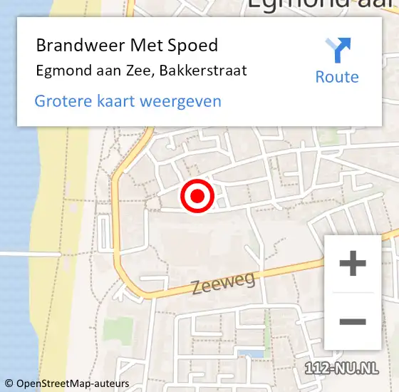 Locatie op kaart van de 112 melding: Brandweer Met Spoed Naar Egmond aan Zee, Bakkerstraat op 26 juni 2024 18:40