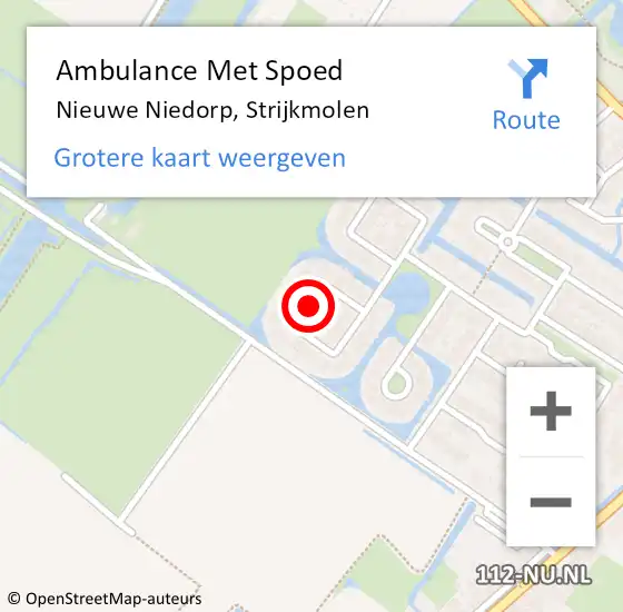 Locatie op kaart van de 112 melding: Ambulance Met Spoed Naar Nieuwe Niedorp, Strijkmolen op 26 juni 2024 19:01