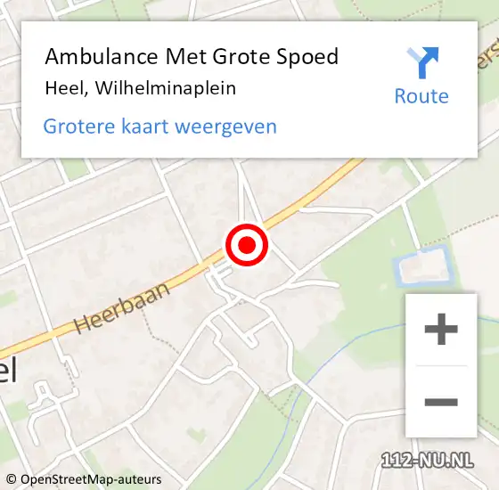 Locatie op kaart van de 112 melding: Ambulance Met Grote Spoed Naar Heel, Wilhelminaplein op 26 juni 2024 19:07