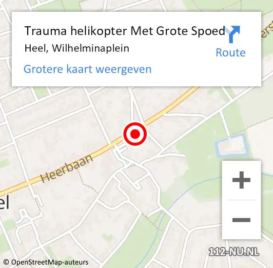 Locatie op kaart van de 112 melding: Trauma helikopter Met Grote Spoed Naar Heel, Wilhelminaplein op 26 juni 2024 19:07