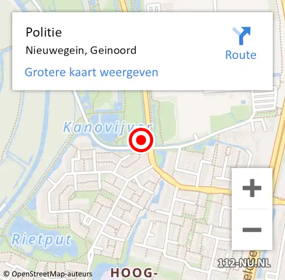 Locatie op kaart van de 112 melding: Politie Nieuwegein, Geinoord op 26 juni 2024 19:23