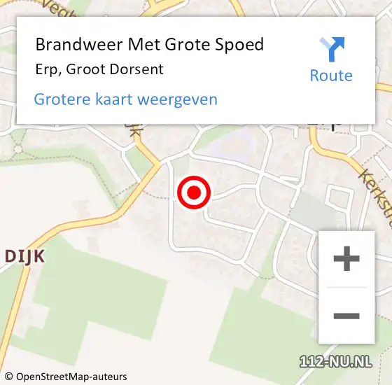 Locatie op kaart van de 112 melding: Brandweer Met Grote Spoed Naar Erp, Groot Dorsent op 26 juni 2024 19:30