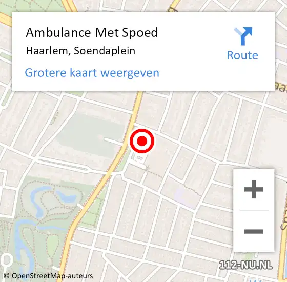 Locatie op kaart van de 112 melding: Ambulance Met Spoed Naar Haarlem, Soendaplein op 26 juni 2024 19:41