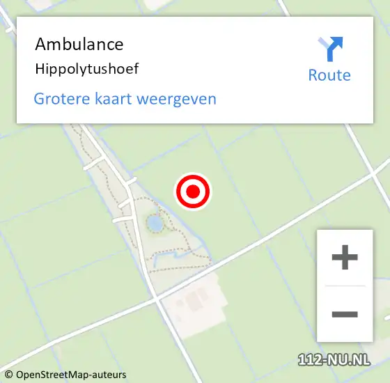 Locatie op kaart van de 112 melding: Ambulance Hippolytushoef op 26 juni 2024 19:59