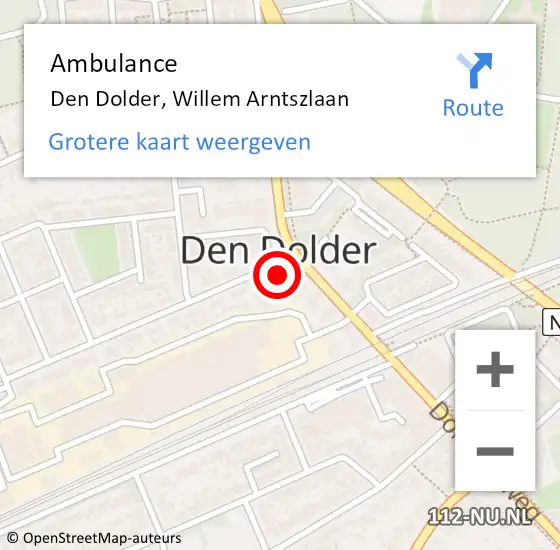 Locatie op kaart van de 112 melding: Ambulance Den Dolder, Willem Arntszlaan op 17 oktober 2013 09:56