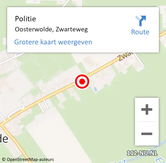 Locatie op kaart van de 112 melding: Politie Oosterwolde, Zwarteweg op 26 juni 2024 20:09