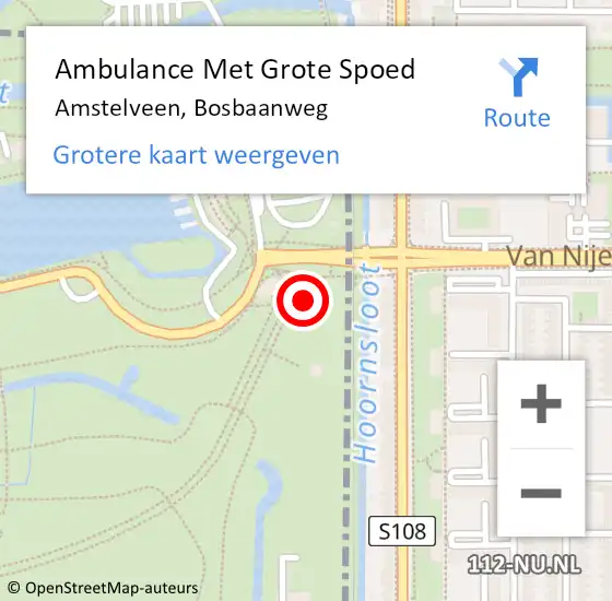 Locatie op kaart van de 112 melding: Ambulance Met Grote Spoed Naar Amstelveen, Bosbaanweg op 26 juni 2024 20:12