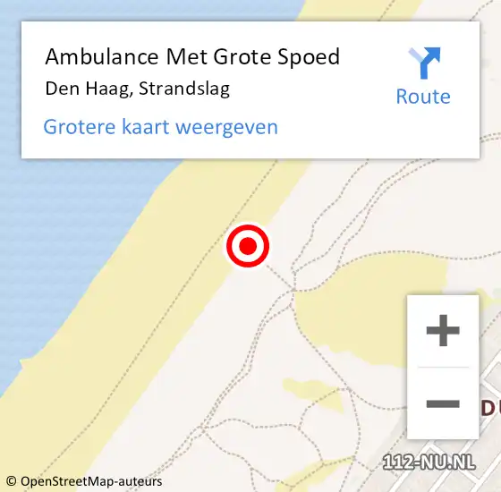 Locatie op kaart van de 112 melding: Ambulance Met Grote Spoed Naar Den Haag, Strandslag op 26 juni 2024 20:17