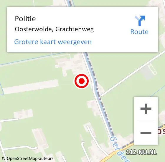 Locatie op kaart van de 112 melding: Politie Oosterwolde, Grachtenweg op 26 juni 2024 20:21