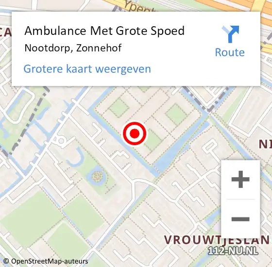 Locatie op kaart van de 112 melding: Ambulance Met Grote Spoed Naar Nootdorp, Zonnehof op 26 juni 2024 20:25