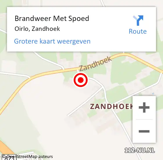 Locatie op kaart van de 112 melding: Brandweer Met Spoed Naar Oirlo, Zandhoek op 26 juni 2024 20:34