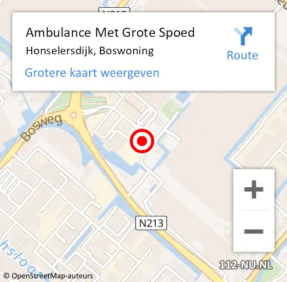 Locatie op kaart van de 112 melding: Ambulance Met Grote Spoed Naar Honselersdijk, Boswoning op 26 juni 2024 20:38