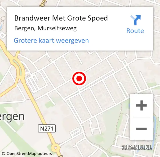 Locatie op kaart van de 112 melding: Brandweer Met Grote Spoed Naar Bergen, Murseltseweg op 26 juni 2024 20:40