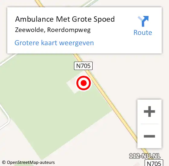 Locatie op kaart van de 112 melding: Ambulance Met Grote Spoed Naar Zeewolde, Roerdompweg op 10 oktober 2014 20:09