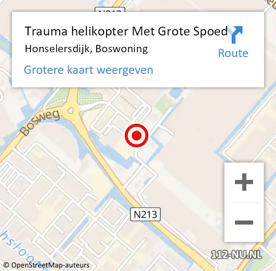 Locatie op kaart van de 112 melding: Trauma helikopter Met Grote Spoed Naar Honselersdijk, Boswoning op 26 juni 2024 20:42