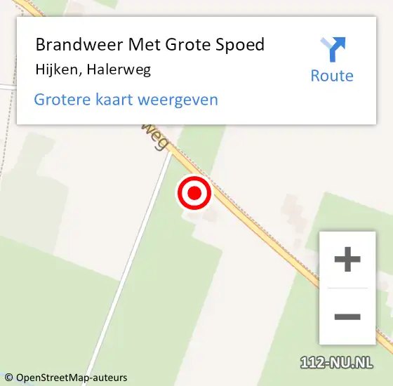 Locatie op kaart van de 112 melding: Brandweer Met Grote Spoed Naar Hijken, Halerweg op 26 juni 2024 21:05