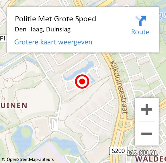 Locatie op kaart van de 112 melding: Politie Met Grote Spoed Naar Den Haag, Duinslag op 26 juni 2024 21:07