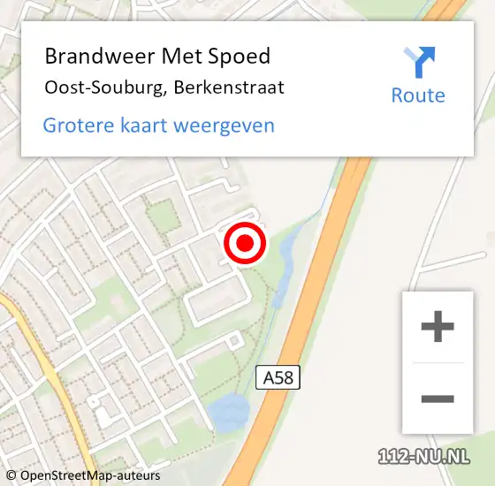 Locatie op kaart van de 112 melding: Brandweer Met Spoed Naar Oost-Souburg, Berkenstraat op 26 juni 2024 21:10