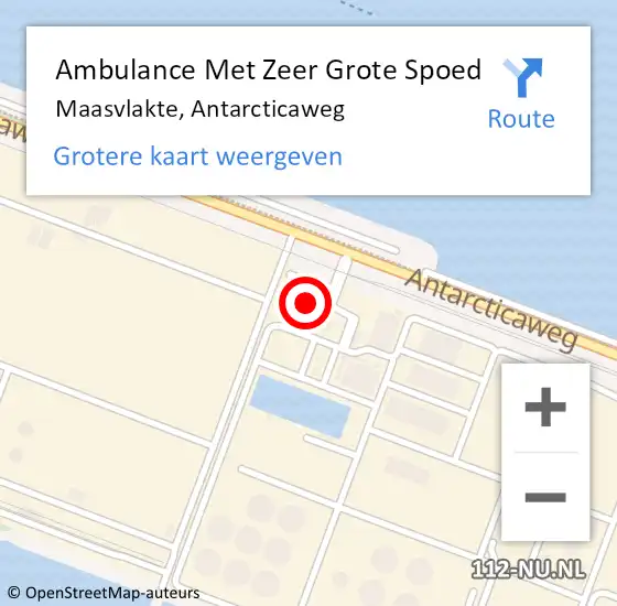 Locatie op kaart van de 112 melding: Ambulance Met Zeer Grote Spoed Naar Maasvlakte, Antarcticaweg op 26 juni 2024 21:11
