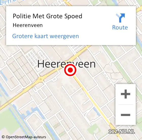 Locatie op kaart van de 112 melding: Politie Met Grote Spoed Naar Heerenveen op 26 juni 2024 21:14