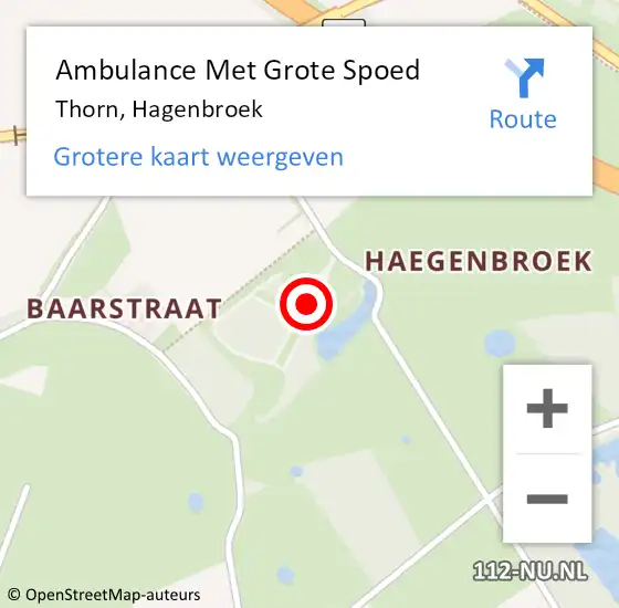 Locatie op kaart van de 112 melding: Ambulance Met Grote Spoed Naar Thorn, Hagenbroek op 26 juni 2024 21:14