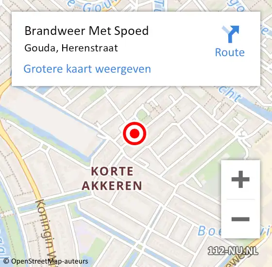 Locatie op kaart van de 112 melding: Brandweer Met Spoed Naar Gouda, Herenstraat op 26 juni 2024 21:22