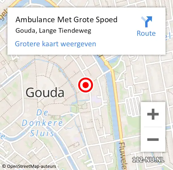 Locatie op kaart van de 112 melding: Ambulance Met Grote Spoed Naar Gouda, Lange Tiendeweg op 26 juni 2024 21:23