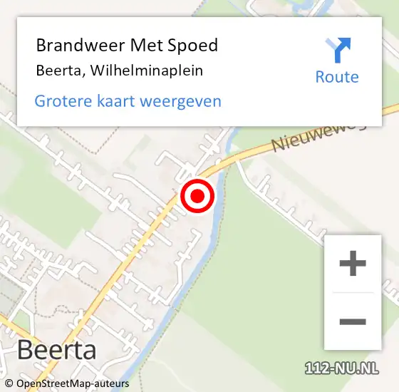 Locatie op kaart van de 112 melding: Brandweer Met Spoed Naar Beerta, Wilhelminaplein op 26 juni 2024 21:23