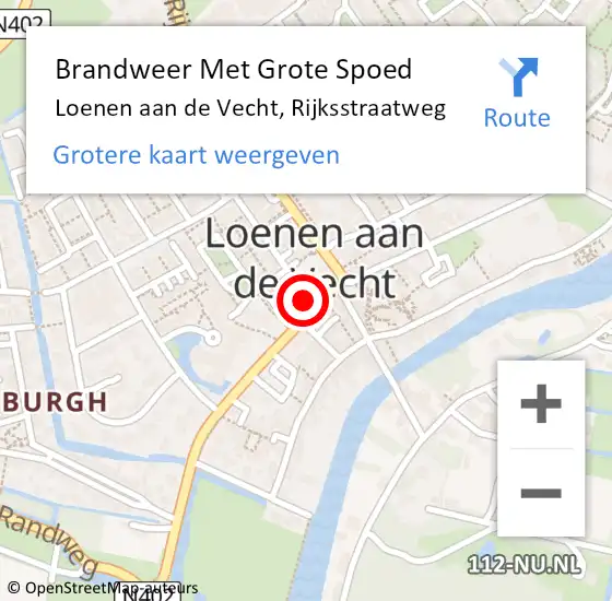 Locatie op kaart van de 112 melding: Brandweer Met Grote Spoed Naar Loenen aan de Vecht, Rijksstraatweg op 26 juni 2024 21:42