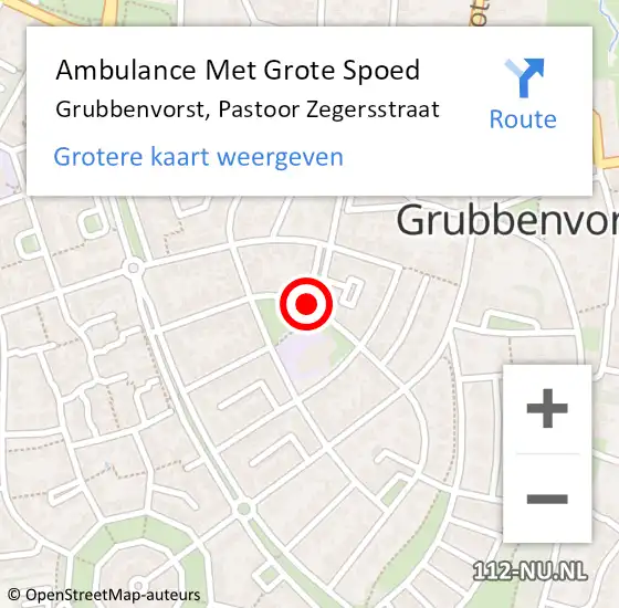 Locatie op kaart van de 112 melding: Ambulance Met Grote Spoed Naar Grubbenvorst, Pastoor Zegersstraat op 10 oktober 2014 20:18