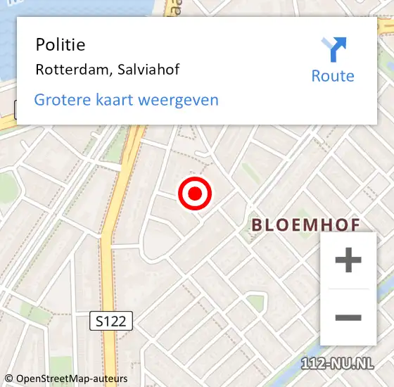 Locatie op kaart van de 112 melding: Politie Rotterdam, Salviahof op 26 juni 2024 22:31