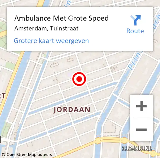 Locatie op kaart van de 112 melding: Ambulance Met Grote Spoed Naar Amsterdam, Tuinstraat op 26 juni 2024 22:40