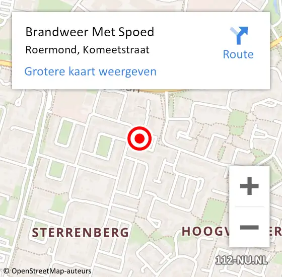 Locatie op kaart van de 112 melding: Brandweer Met Spoed Naar Roermond, Komeetstraat op 26 juni 2024 22:43