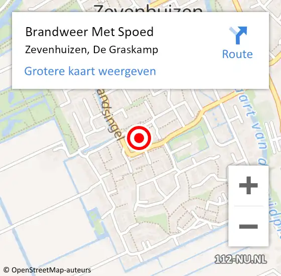 Locatie op kaart van de 112 melding: Brandweer Met Spoed Naar Zevenhuizen, De Graskamp op 26 juni 2024 22:44