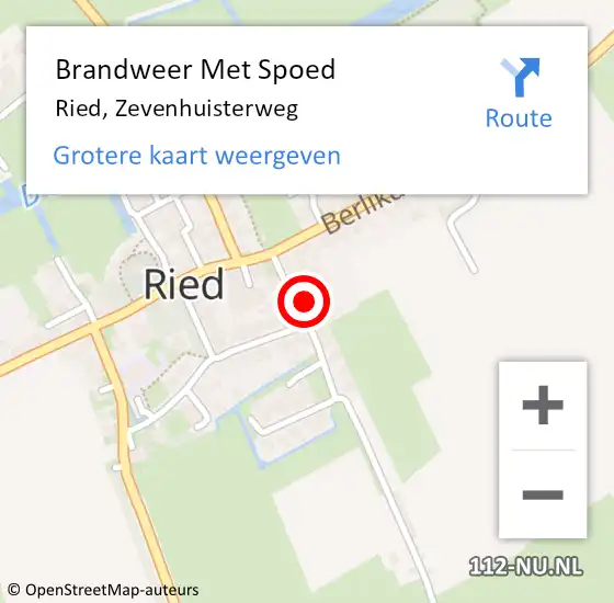 Locatie op kaart van de 112 melding: Brandweer Met Spoed Naar Ried, Zevenhuisterweg op 26 juni 2024 23:24