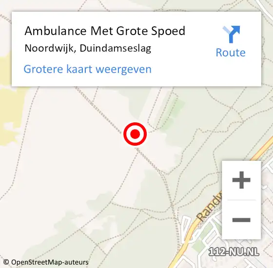 Locatie op kaart van de 112 melding: Ambulance Met Grote Spoed Naar Noordwijk, Duindamseslag op 26 juni 2024 23:32