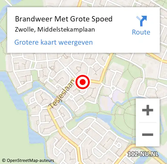 Locatie op kaart van de 112 melding: Brandweer Met Grote Spoed Naar Zwolle, Middelstekamplaan op 26 juni 2024 23:54