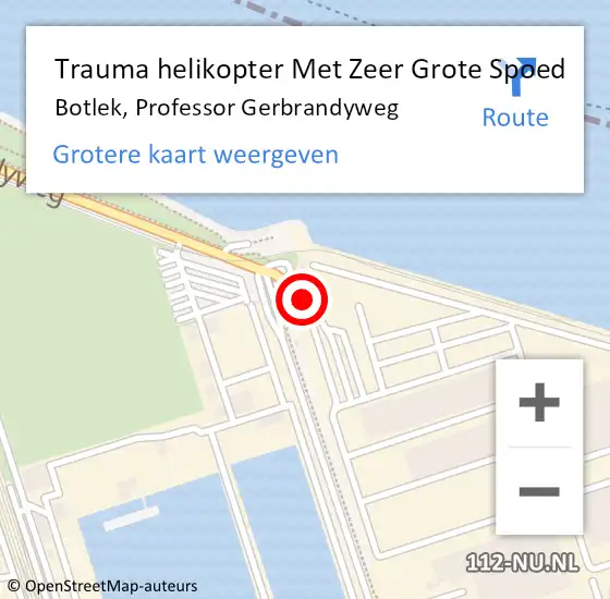 Locatie op kaart van de 112 melding: Trauma helikopter Met Zeer Grote Spoed Naar Botlek, Professor Gerbrandyweg op 27 juni 2024 00:05