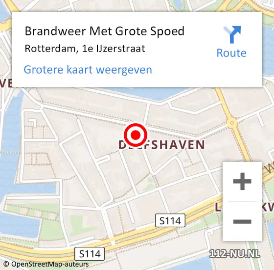 Locatie op kaart van de 112 melding: Brandweer Met Grote Spoed Naar Rotterdam, 1e IJzerstraat op 27 juni 2024 00:18