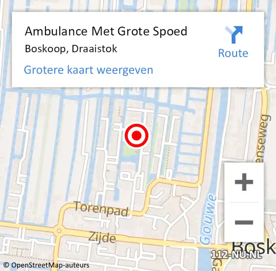 Locatie op kaart van de 112 melding: Ambulance Met Grote Spoed Naar Boskoop, Draaistok op 27 juni 2024 00:32