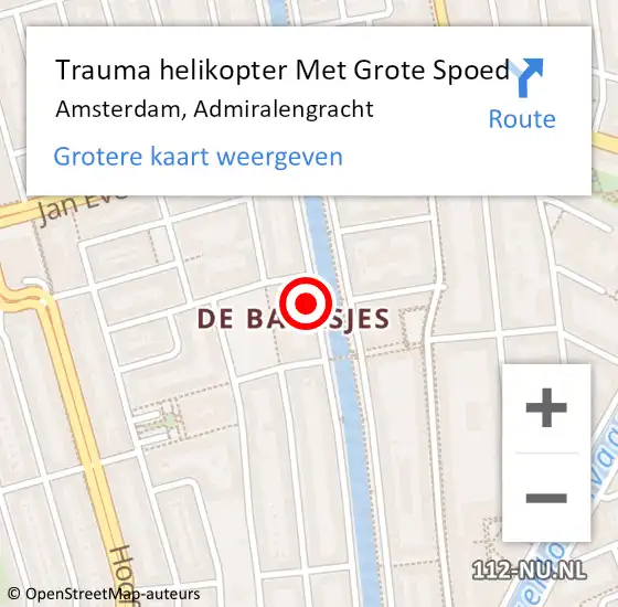 Locatie op kaart van de 112 melding: Trauma helikopter Met Grote Spoed Naar Amsterdam, Admiralengracht op 27 juni 2024 00:55