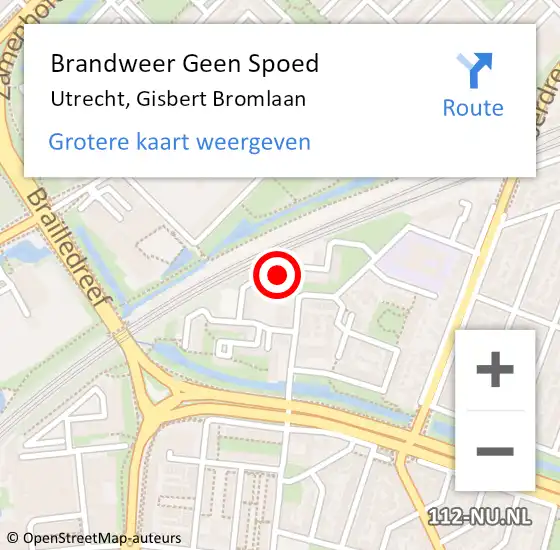 Locatie op kaart van de 112 melding: Brandweer Geen Spoed Naar Utrecht, Gisbert Bromlaan op 27 juni 2024 01:55