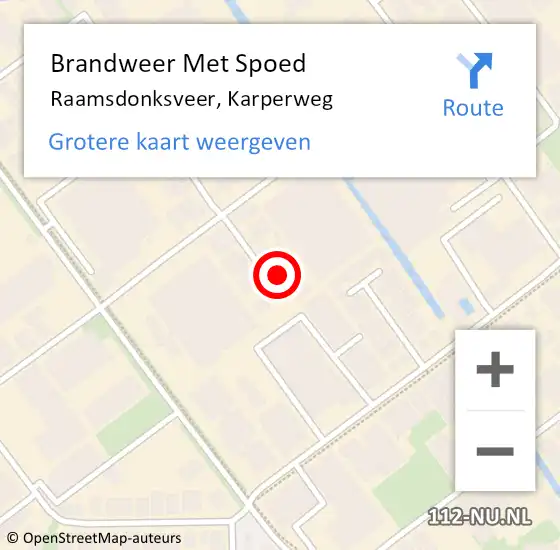 Locatie op kaart van de 112 melding: Brandweer Met Spoed Naar Raamsdonksveer, Karperweg op 27 juni 2024 02:02