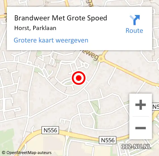 Locatie op kaart van de 112 melding: Brandweer Met Grote Spoed Naar Horst, Parklaan op 27 juni 2024 02:25