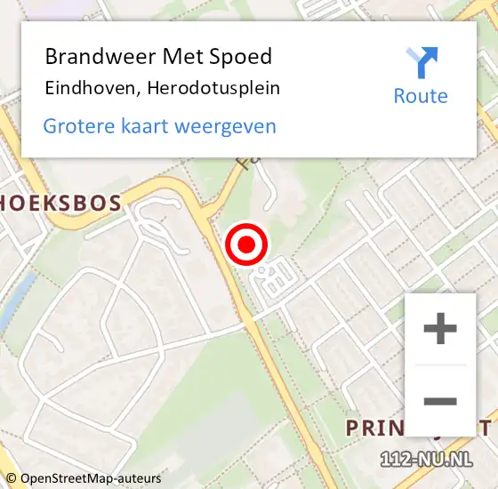 Locatie op kaart van de 112 melding: Brandweer Met Spoed Naar Eindhoven, Herodotusplein op 27 juni 2024 02:38