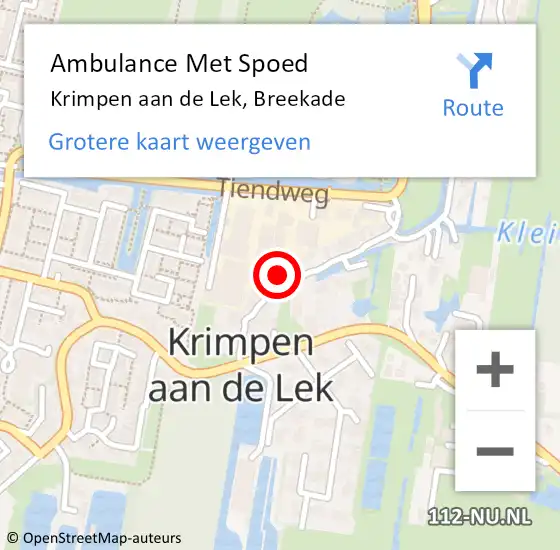 Locatie op kaart van de 112 melding: Ambulance Met Spoed Naar Krimpen aan de Lek, Breekade op 27 juni 2024 02:43