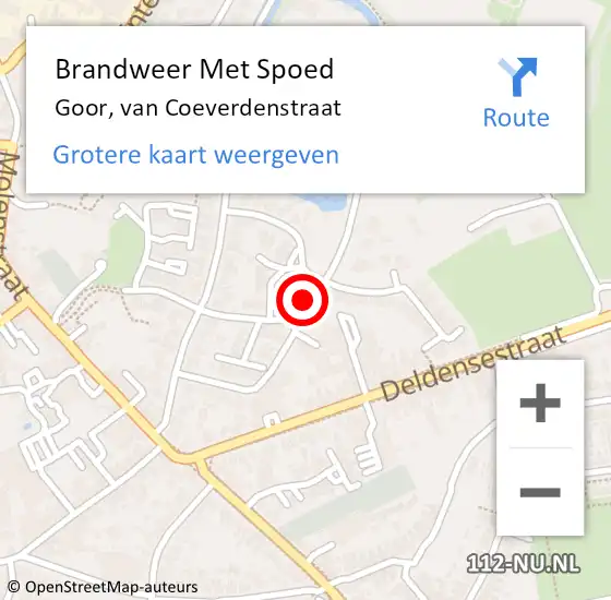 Locatie op kaart van de 112 melding: Brandweer Met Spoed Naar Goor, van Coeverdenstraat op 27 juni 2024 03:10