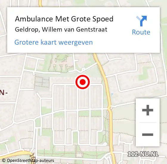 Locatie op kaart van de 112 melding: Ambulance Met Grote Spoed Naar Geldrop, Willem van Gentstraat op 10 oktober 2014 20:46